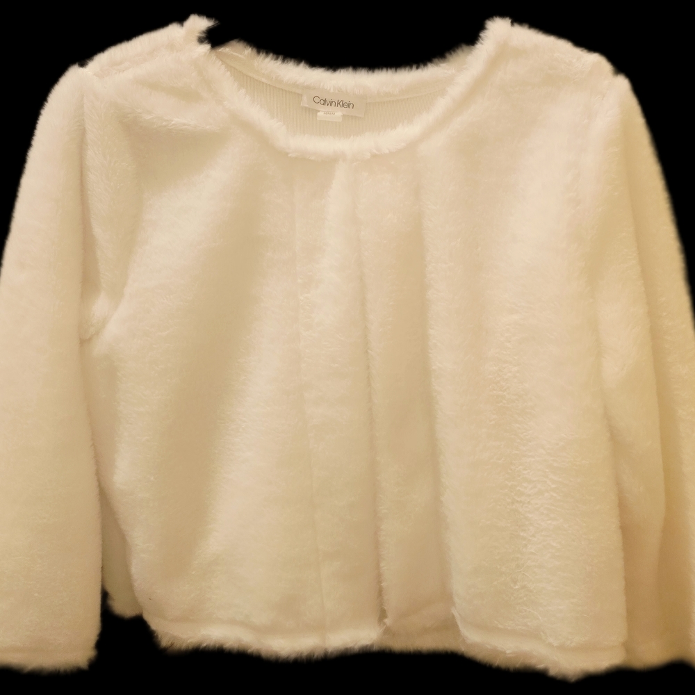 Calvin Klein Cream Faux Fur Jacket